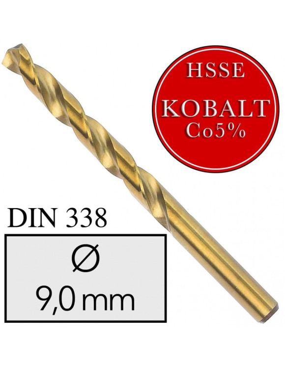Fi 9,0 mm Wiertło do metalu HSSE Co5 Kobalt DIN 338 NWKa