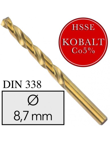 Fi 8,7 mm Wiertło do metalu HSSE Co5 Kobalt DIN 338 NWKa