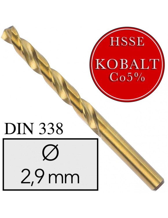 Fi 2,9 mm Wiertło do metalu HSSE Co5 Kobalt DIN 338 NWKa
