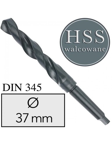 Fi 37 mm Wiertło do metalu NWKc HSS DIN 345 Stożek Morse'a WALCOWANE