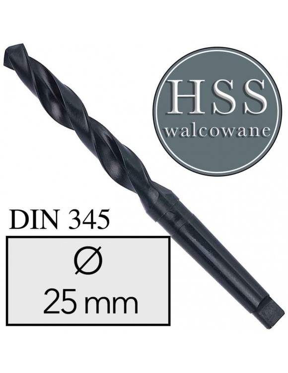 Fi 25 mm Wiertło do metalu NWKc HSS DIN 345 Stożek Morse'a WALCOWANE