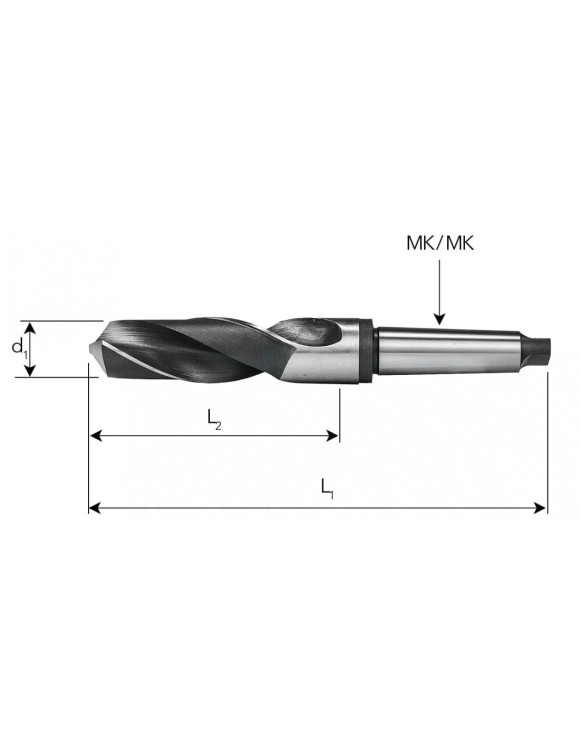 Fi 59 mm Wiertło do metalu NWKc HSS DIN 345 Stożek Morse'a SZLIFOWANE