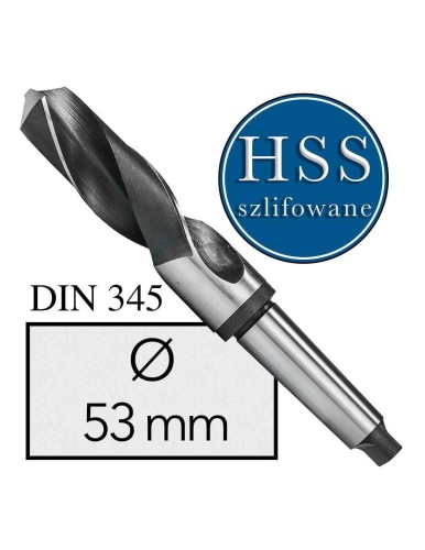 Fi 53 mm Wiertło do metalu NWKc HSS DIN 345 Stożek Morse'a SZLIFOWANE