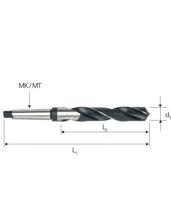Fi 25,5 mm Wiertło do metalu NWKc HSS DIN 345 Stożek Morse'a SZLIFOWANE