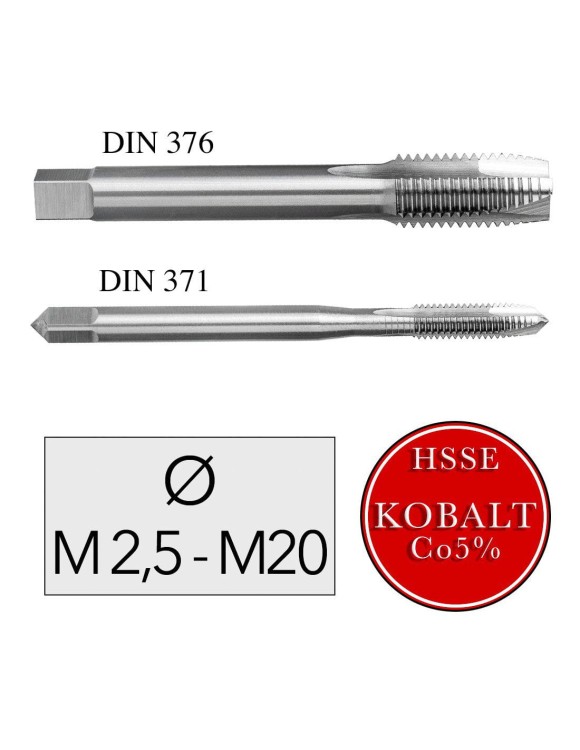M2,5x0,4 Gwintownik Maszynowy HSSE Co5 DIN 371 Prosty