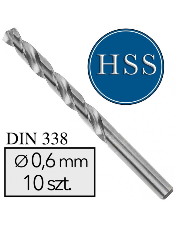 10x FI 0,6 x 24/7 Wiertło do metalu HSS DIN 338 NWKa Standard