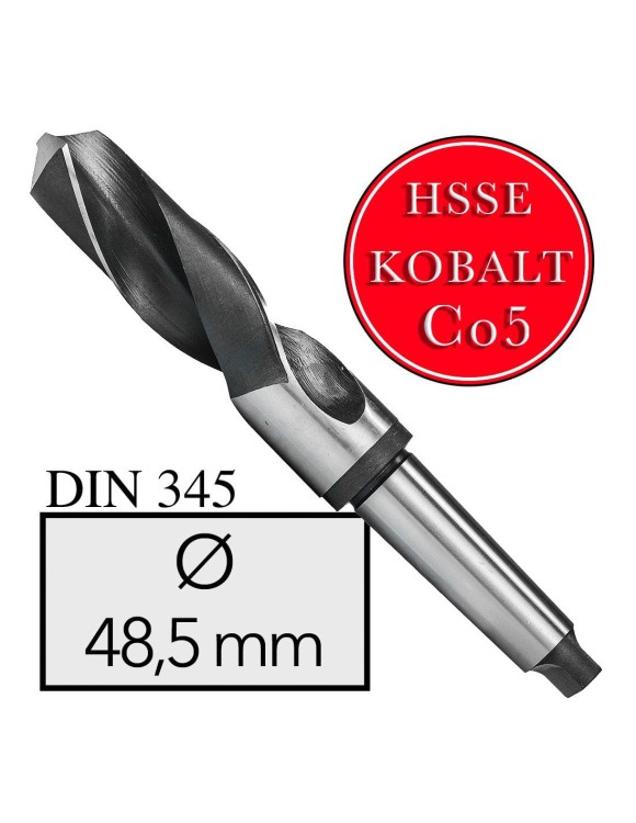 FI 48,5 mm Wiertło Do Metalu NWKc HSSE Co5 DIN 345 Stożek Morse'a MT4 Professional