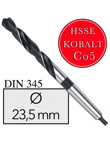 FI 23,5 mm Wiertło Do Metalu NWKc HSSE Co5 DIN 345 Stożek Morse'a MT3 Professional