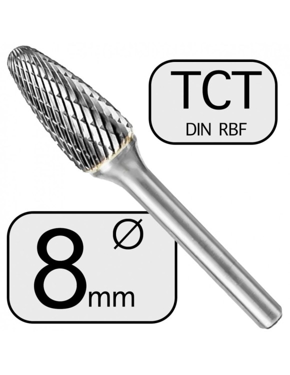 8 mm Pilnik Obrotowy RBF TCT Ostrołukowy Zaokrąglony Professional