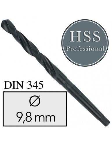 Fi 9,8 mm Wiertło do metalu NWKc HSS DIN 345 Stożek Morse'a FREZOWANE