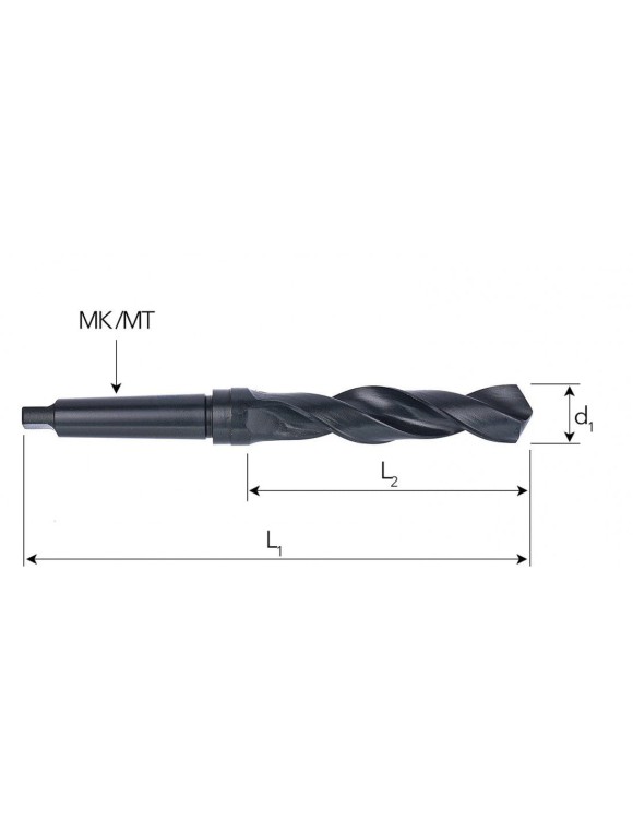 Fi 58 mm Wiertło do metalu NWKc HSS DIN 345 Stożek Morse'a FREZOWANE