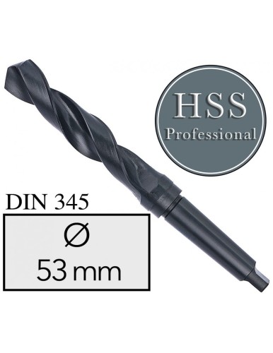 Fi 53 mm Wiertło do metalu NWKc HSS DIN 345 Stożek Morse'a FREZOWANE