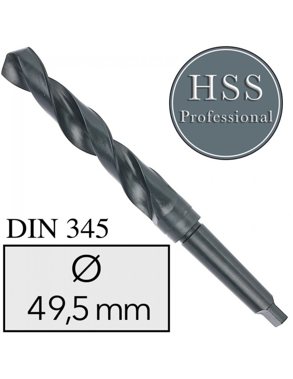 Fi 49,5 mm Wiertło do metalu NWKc HSS DIN 345 Stożek Morse'a FREZOWANE