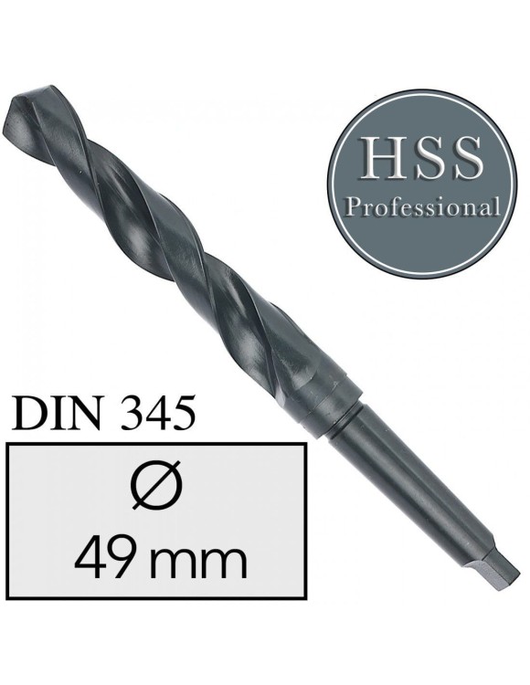 Fi 49 mm Wiertło do metalu NWKc HSS DIN 345 Stożek Morse'a FREZOWANE