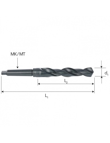 Fi 33 mm Wiertło do metalu NWKc HSS DIN 345 Stożek Morse'a FREZOWANE