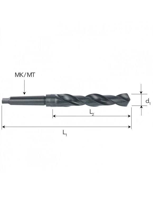 Fi 32,5 mm Wiertło do metalu NWKc HSS DIN 345 Stożek Morse'a FREZOWANE