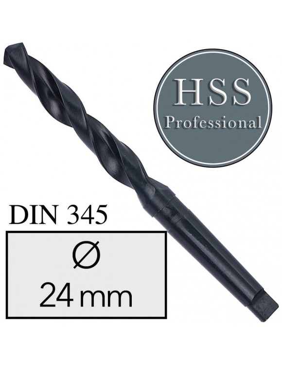 Fi 24 mm Wiertło do metalu NWKc HSS DIN 345 Stożek Morse'a FREZOWANE