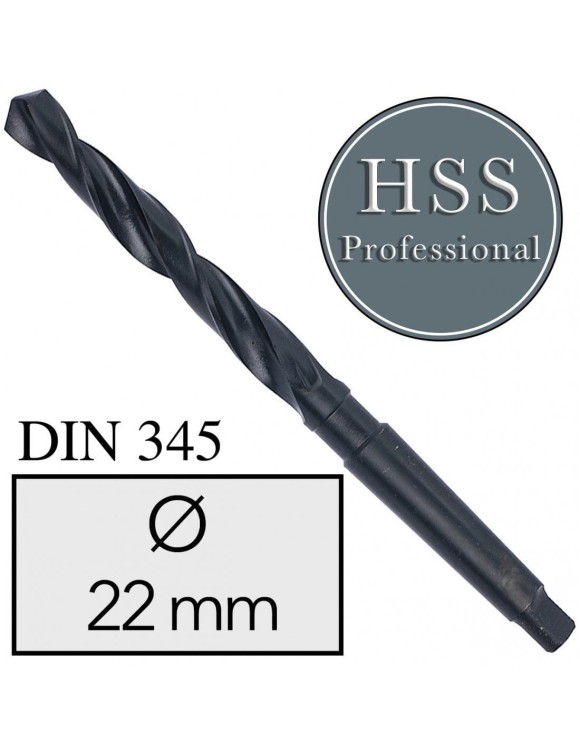 Fi 22 mm Wiertło do metalu NWKc HSS DIN 345 Stożek Morse'a FREZOWANE