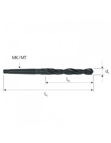 Fi 21,5 mm Wiertło do metalu NWKc HSS DIN 345 Stożek Morse'a FREZOWANE