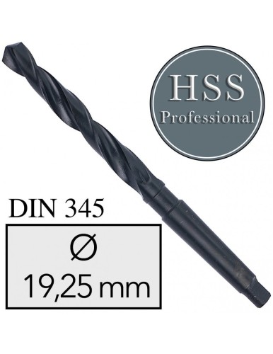 Fi 19,25 mm Wiertło do metalu NWKc HSS DIN 345 Stożek Morse'a FREZOWANE