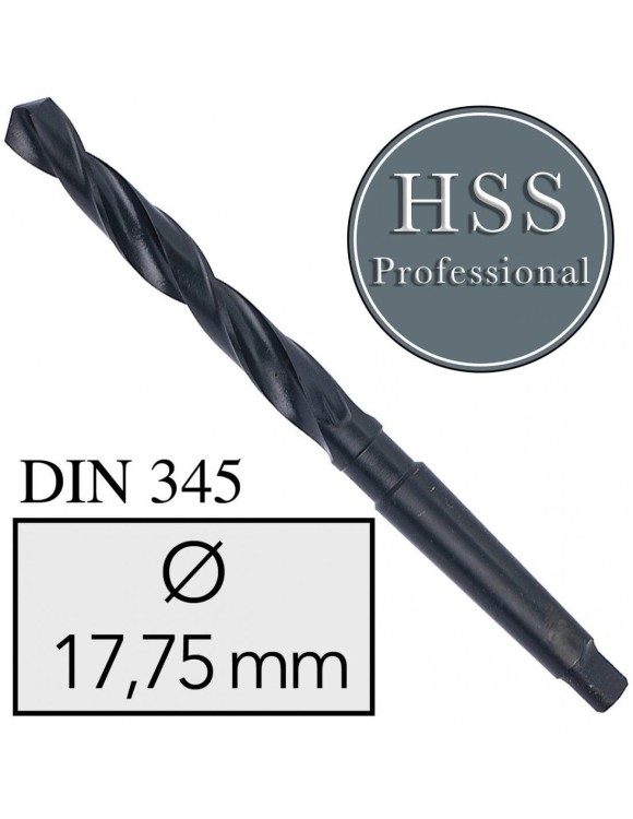 Fi 17,75 mm Wiertło do metalu NWKc HSS DIN 345 Stożek Morse'a FREZOWANE