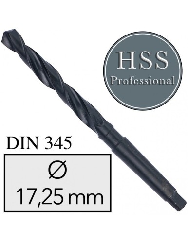 Fi 17,25 mm Wiertło do metalu NWKc HSS DIN 345 Stożek Morse'a FREZOWANE