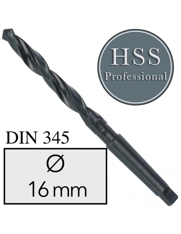 Fi 16 mm Wiertło do metalu NWKc HSS DIN 345 Stożek Morse'a FREZOWANE