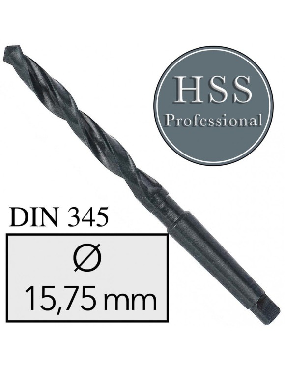 Fi 15,75 mm Wiertło do metalu NWKc HSS DIN 345 Stożek Morse'a FREZOWANE