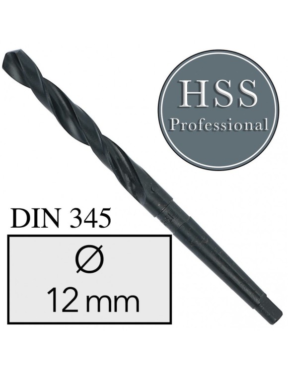 Fi 12 mm Wiertło do metalu NWKc HSS DIN 345 Stożek Morse'a FREZOWANE