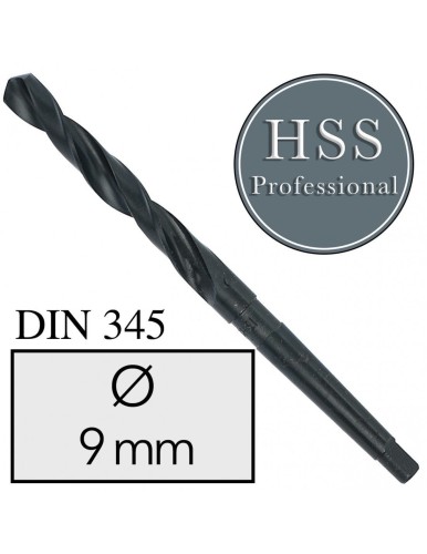 Fi 9 mm Wiertło do metalu NWKc HSS DIN 345 Stożek Morse'a FREZOWANE
