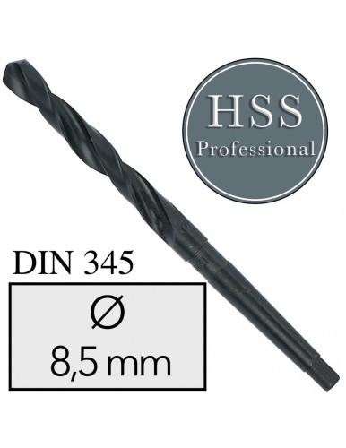 Fi 8,5 mm Wiertło do metalu NWKc HSS DIN 345 Stożek Morse'a FREZOWANE