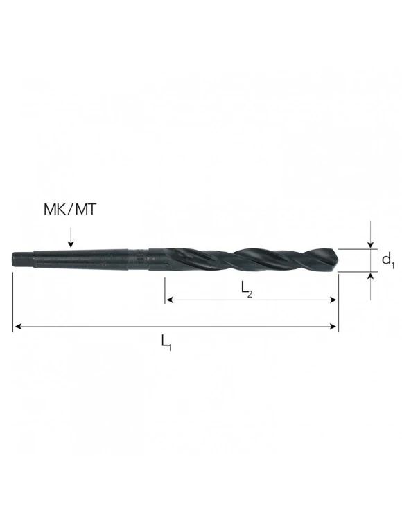 Fi 6,5 mm Wiertło do metalu NWKc HSS DIN 345 Stożek Morse'a FREZOWANE