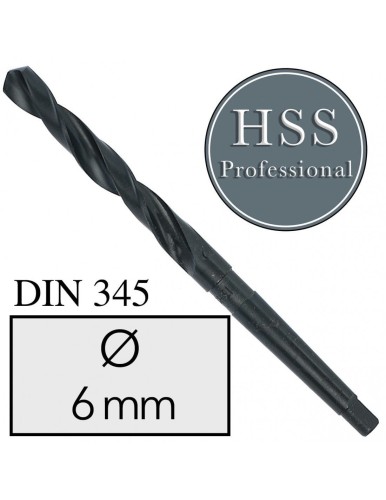 Fi 6 mm Wiertło do metalu NWKc HSS DIN 345 Stożek Morse'a FREZOWANE