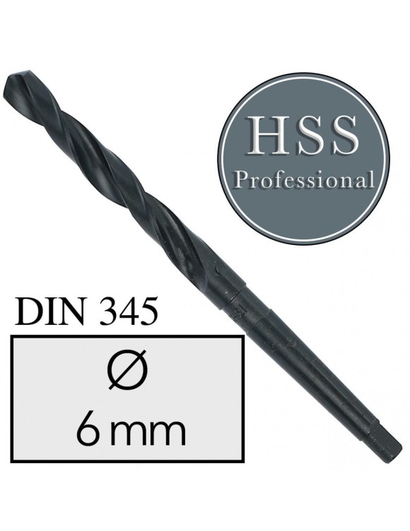 Fi 6 mm Wiertło do metalu NWKc HSS DIN 345 Stożek Morse'a FREZOWANE
