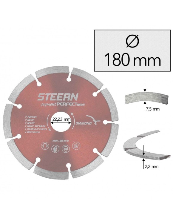 180 x 22,23 mm Tarcza diamentowa segment STEERN
