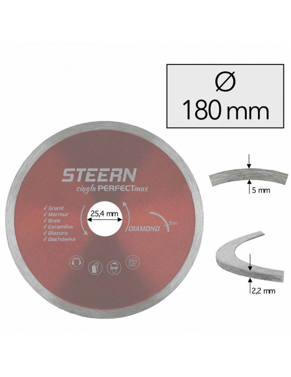 180 x 25,4 mm Tarcza diamentowa gładka STEERN