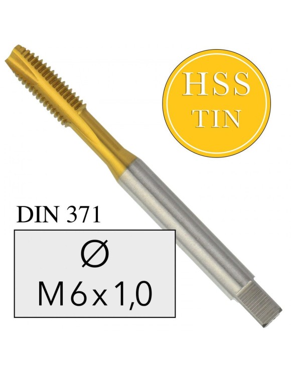 M6x1,0 Gwintownik Maszynowy HSS TIN DIN 371 Prosty