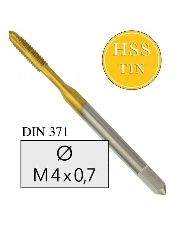 M4x0,7 Gwintownik Maszynowy HSS TIN DIN 371 Prosty