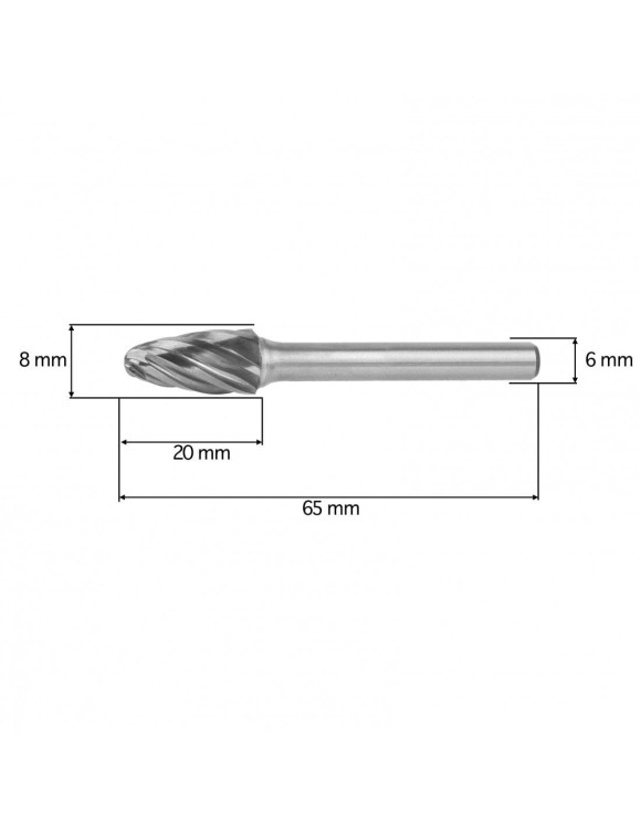 8 mm Pilnik Obrotowy RBF Ostrołukowy Aluminium