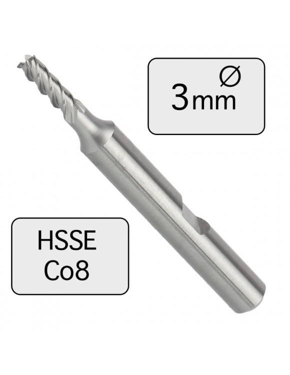 3 x 8 mm Frez trzpieniowy HSSE Co8 krótki