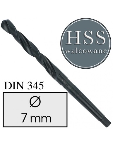 Fi 7 mm Wiertło do metalu NWKc HSS DIN 345 Stożek Morse'a WALCOWANE