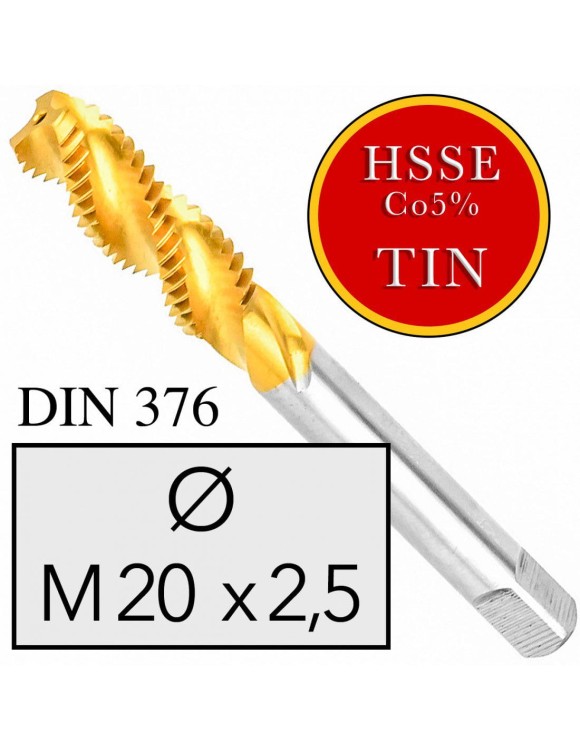 M20x2,5 Gwintownik Maszynowy HSSE Co5 TIN DIN 376 Skrętny