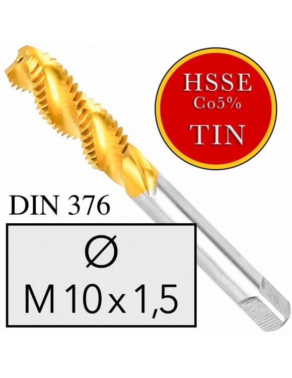 M10x1,5 Gwintownik Maszynowy HSSE Co5 TIN DIN 376 Skrętny