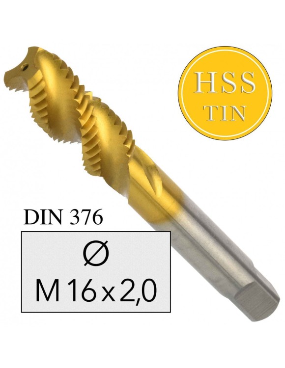 M16x2,0 Gwintownik Maszynowy HSS TIN DIN 376 Skrętny