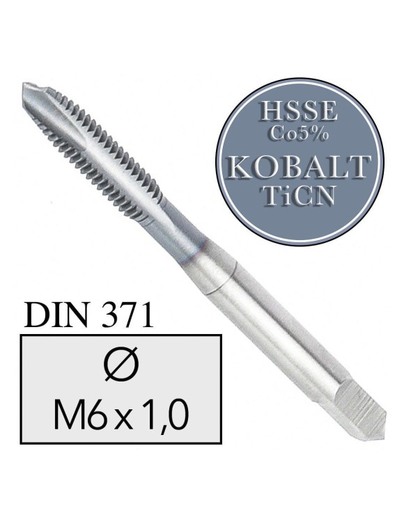 M6x1,0 Gwintownik Maszynowy HSSE Co5 TiCN DIN 371 Prosty