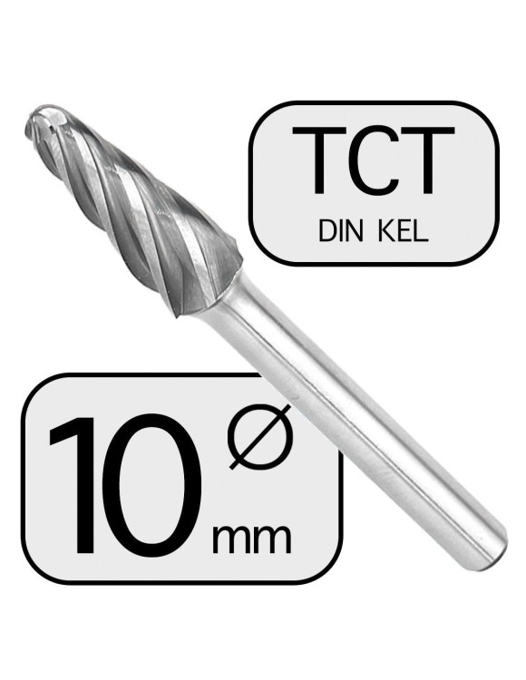 10 mm Pilnik Obrotowy KEL Stożkowy Zaokrąglony Aluminium