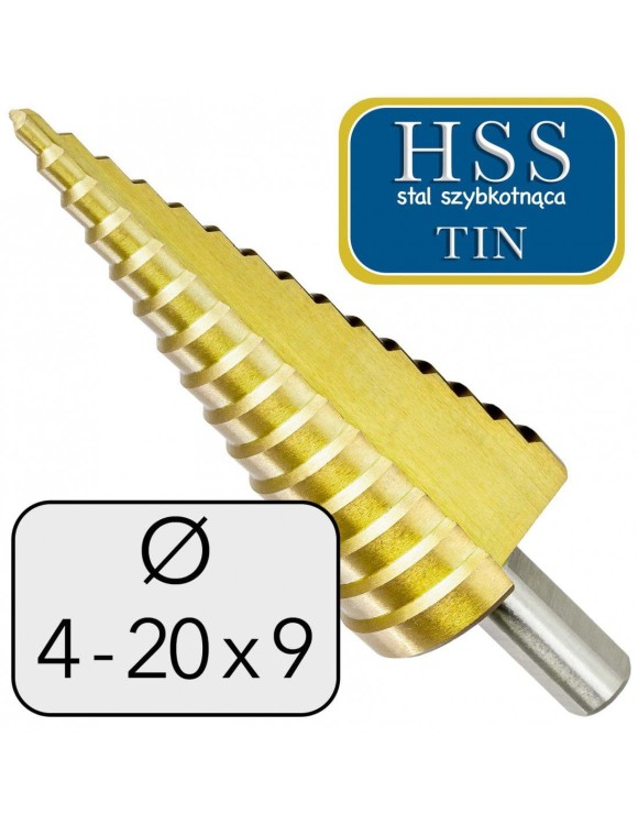 4-20 mm Wiertło stopniowe stożkowe HSS TIN Proste