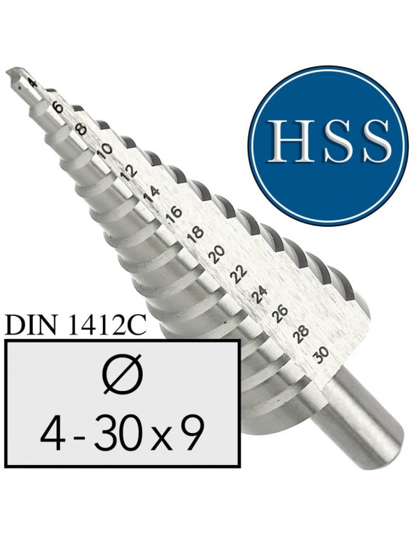 4-30 mm Wiertło stopniowe stożkowe HSS Proste
