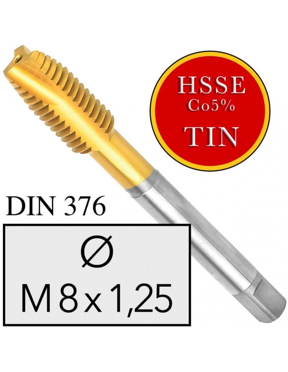 M8x1,25 Gwintownik Maszynowy HSSE Co5 TiN DIN 376 Prosty