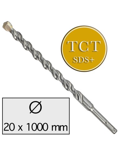 20 x 1000 mm Wiertło do betonu udarowe 2-ostrzowe z Chwytem SDS Plus